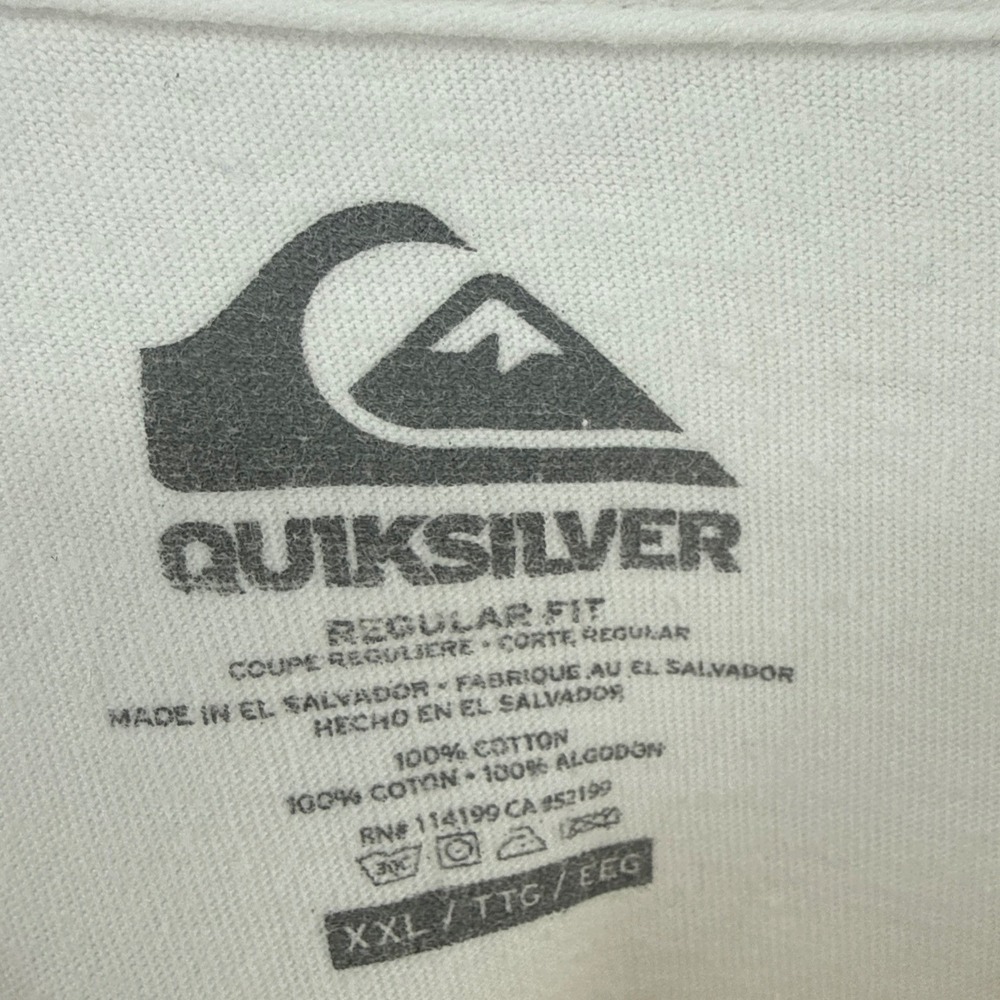 Quiksilver Mens White Pocket T-Shirt Regular Fit Cotton Short Sleeve XXL Logo - Picture 6 of 7
